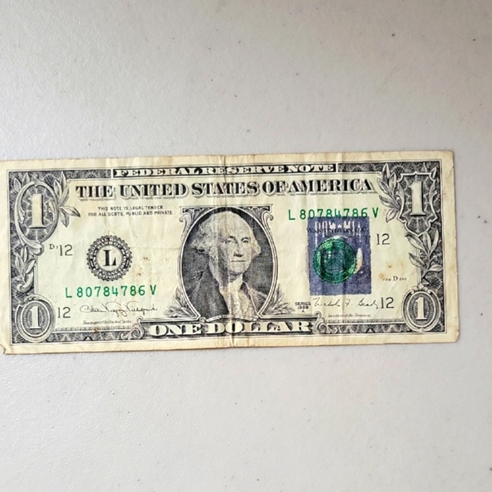 One Dollar FRN 1988A with POW-MIA Insignia Stamped